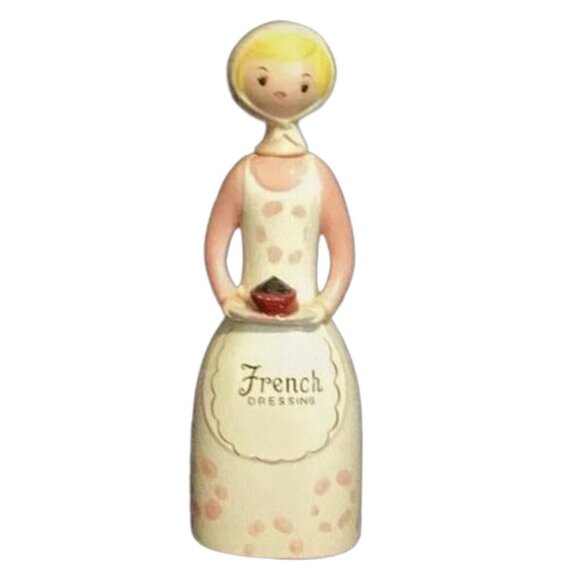 Vintage Menschik Goldman French Dressing Maid Cruet Pink Dot 1950s Japan - Picture 2 of 15